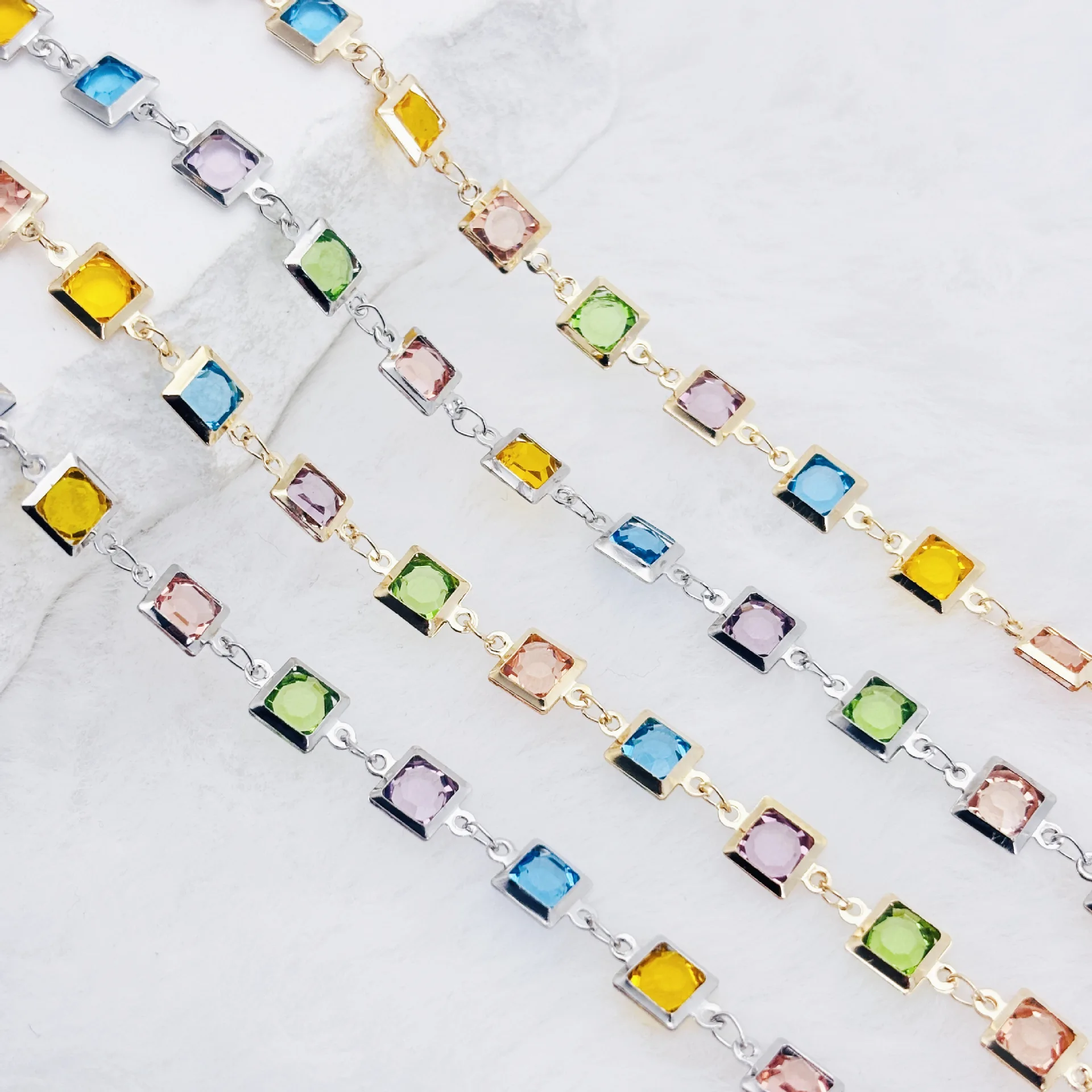 

1M DIY Pure Copper Chain Colorfast 6mm Multicolored Bezel Chain Bulk Jewelry Accessories for Necklaces & Bracelets Making
