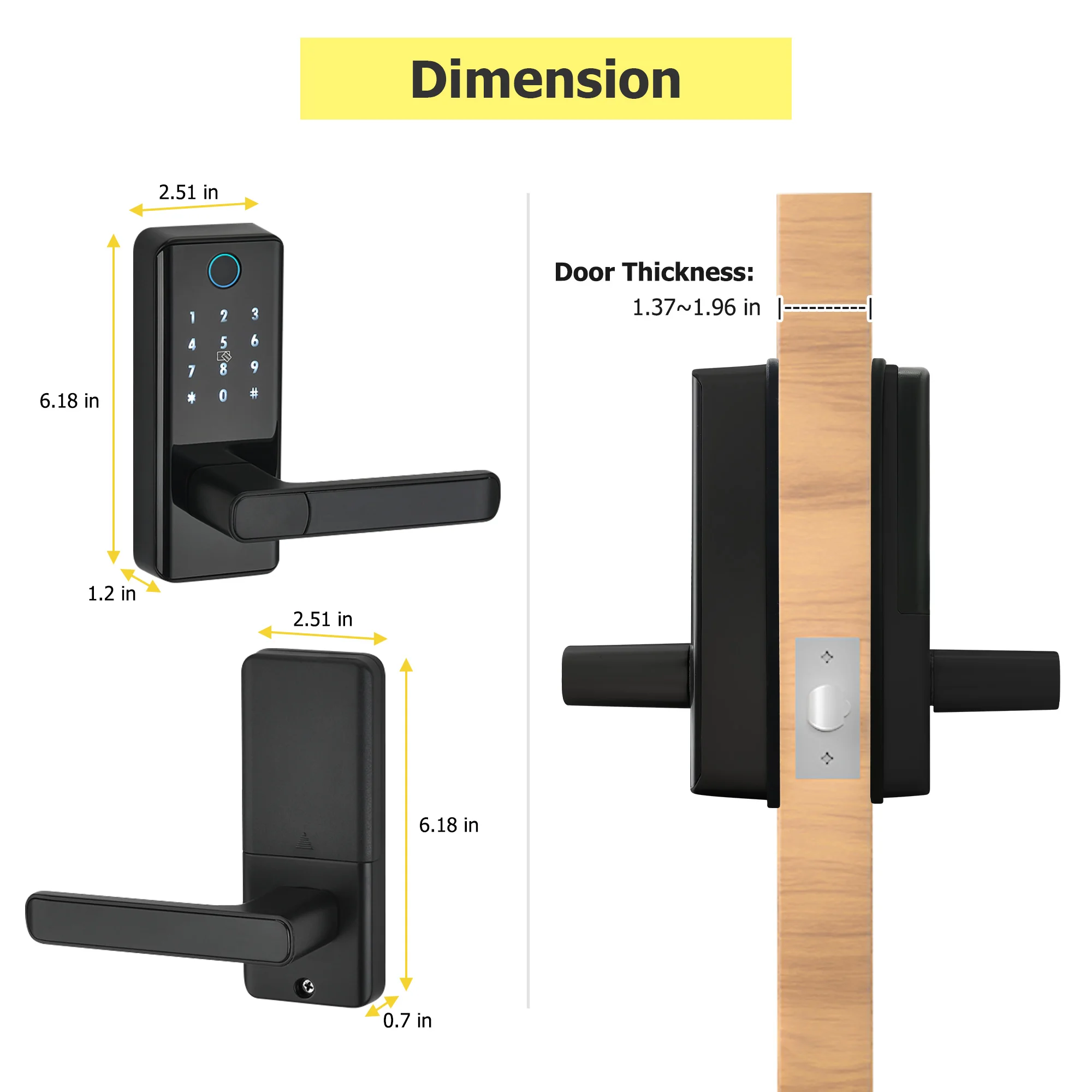 Fingerprint Door Lock  Keyless Entry Keypad Door Lock with APP Control, Smart Locks for Front Door Electronic Door Lock for Home