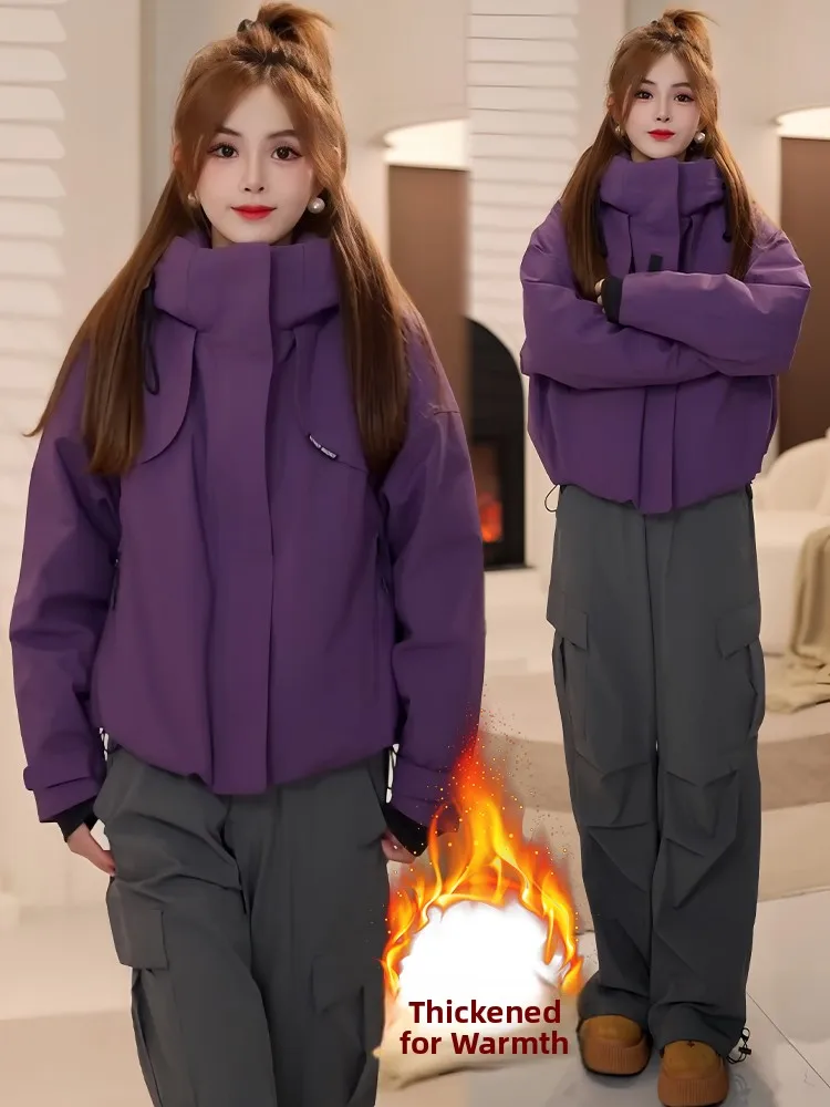 여성용 겨울 패션 기모 안감 루즈핏 캐주얼 작업복 재킷 또는 아우터웨어 코트 따뜻한 지퍼 클로저 롱 슬리브