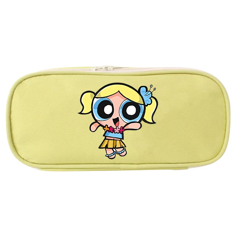 The Powerpuffs Girls Pencil Case Blossom Bubbles Buttercup Student School Stationery Bags Women Travel Makeup Pouch Kids Gift view 3