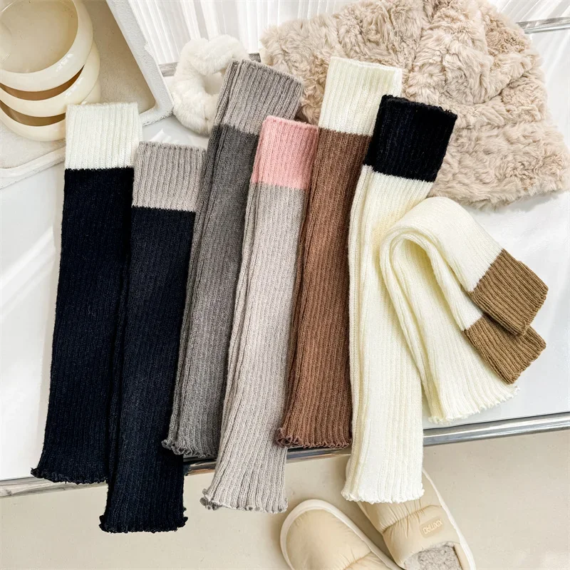 Y2K Women's Leg Warmers Japanese Lolita Long Socks Wool Knitted Foot Cover Arm Warmer Autumn Winter Crochet Heap Sock Boot Cuffs