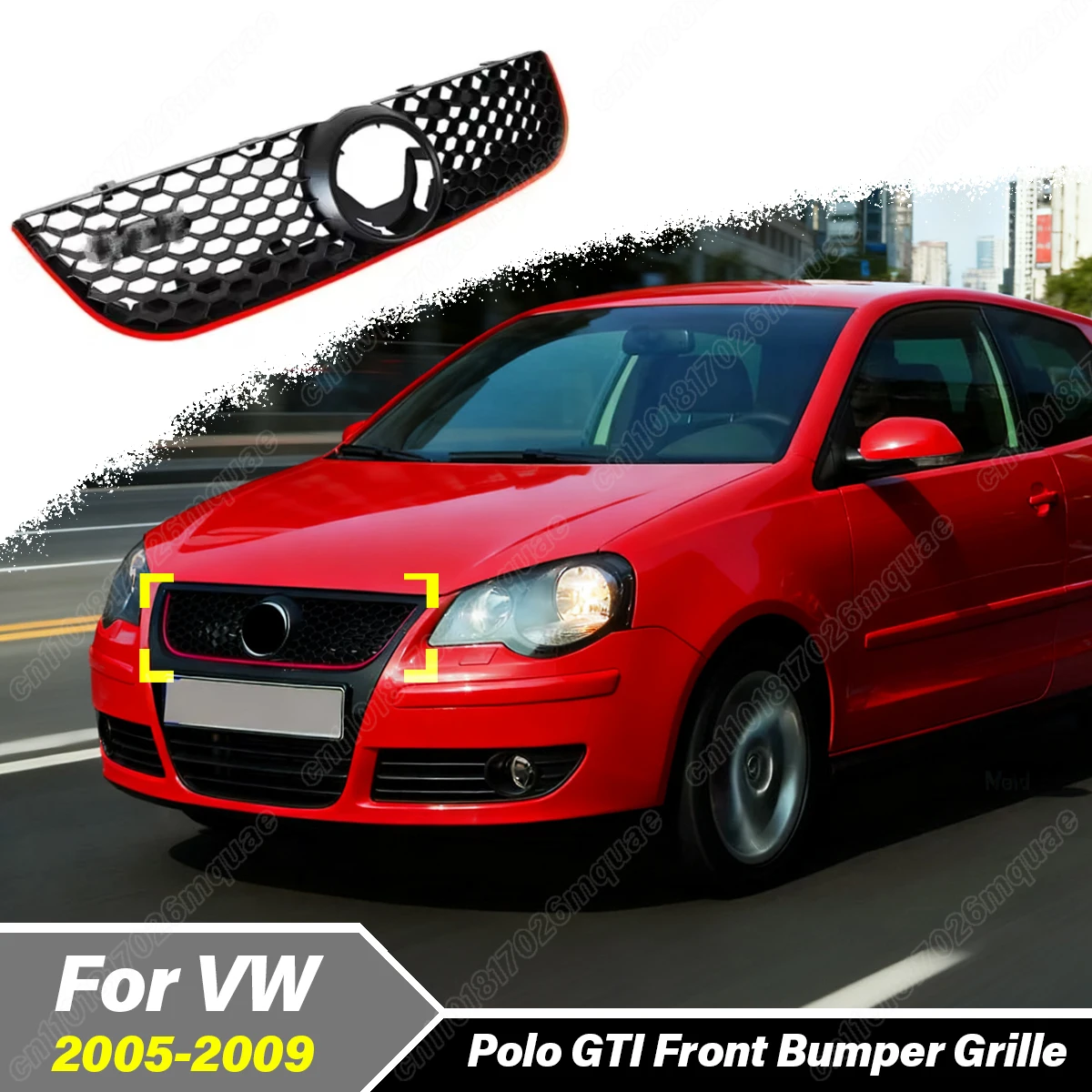 

Для Volkswagen Polo GTI 2005 2006 2007 2008 2009, автомобильная передняя решетка воздухозаборника, бак для воды, защитная крышка, декоративный комплект