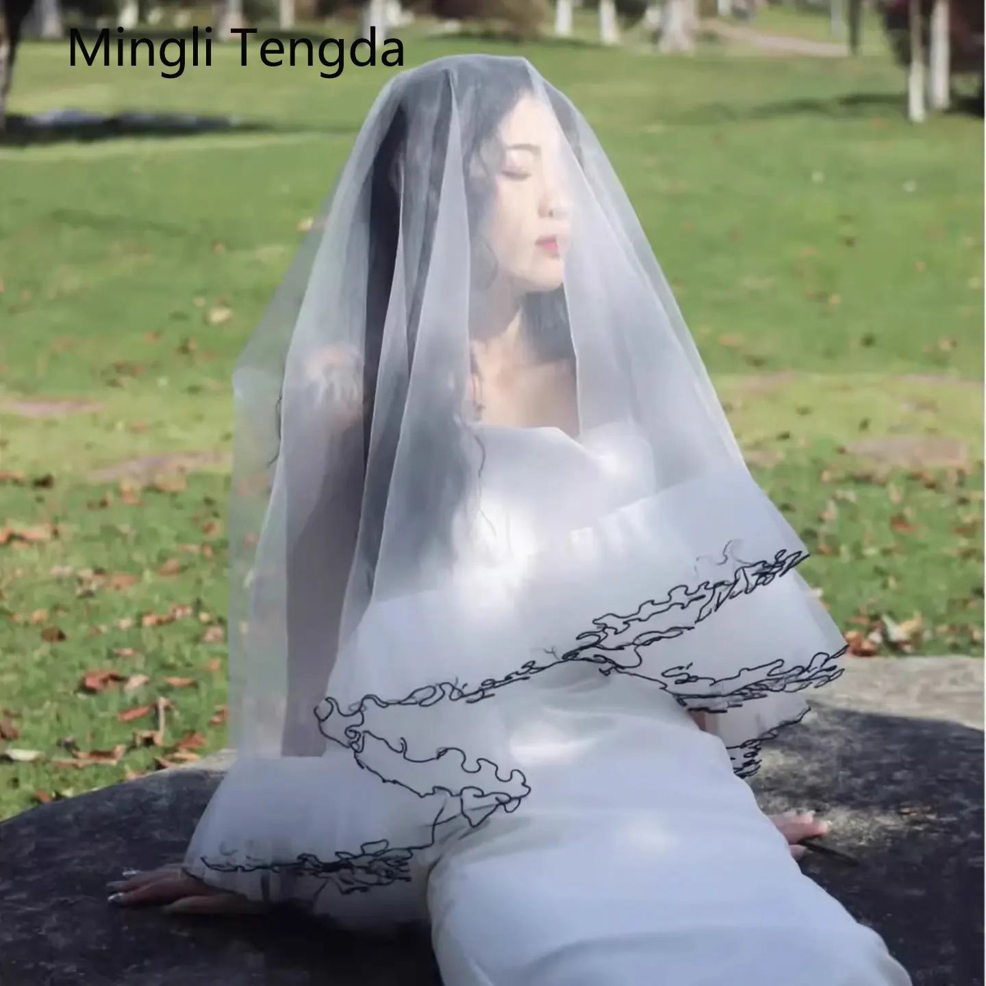 

Mingli Tengda One Layer 3M Long Veil Super Fairy Pink Petal Flower Tulle Voile Mariage Cathedral Wedding Accessories Bride Velo