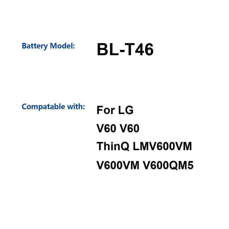 

Аккумулятор мобильного телефона BL-T46 5000 мАч надежная замена для LG V60 Thinq LMV600VM V600VM V600QM5