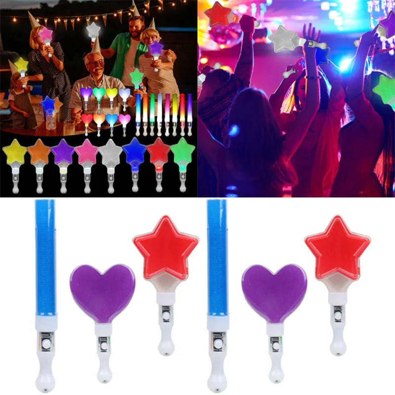 Heart Star Lightstick Kpop Glow Light Rods Concert Luminous Stick Idol Support Rods Flash Sticks Wedding Party Atmosphere Props