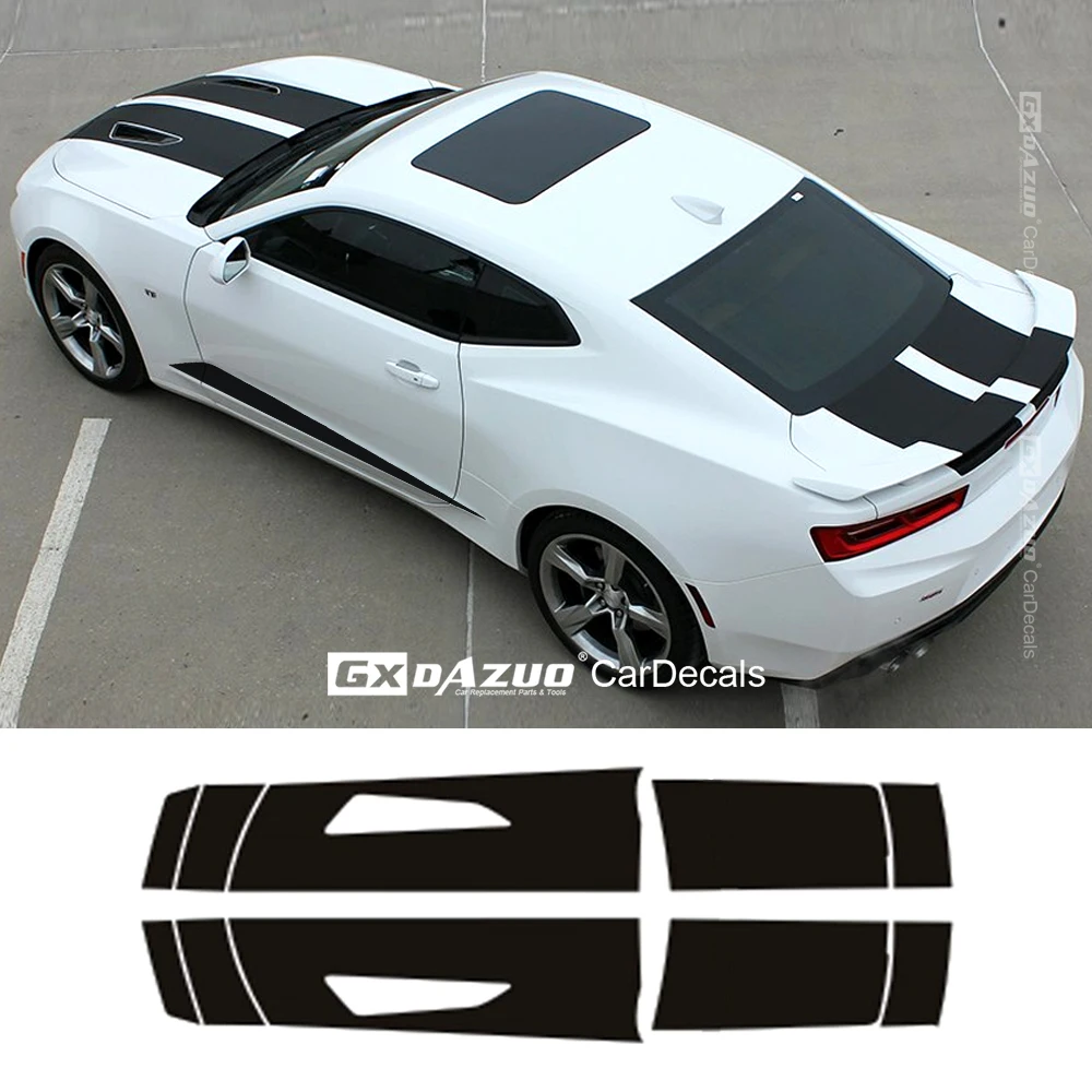 

For Chevy Camaro Racing Stripes CAM SPORT 2016-2018 Rally Vinyl Graphics | Premium Auto Vinyl Decals Matte Black Car Sticker