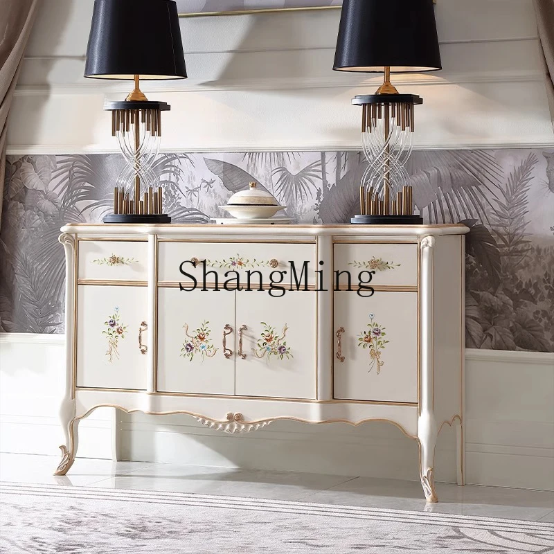 

CL dining side cabinet foyer entrance entrance cabinet pure hand-carved painted storage cabinet