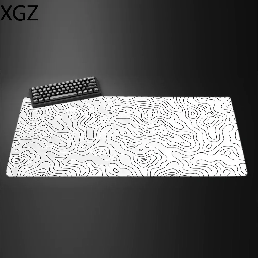 XXL 90x40 cm black and white large mousepad computer gamer office stitched edge keyboard desk mat washable non-slip