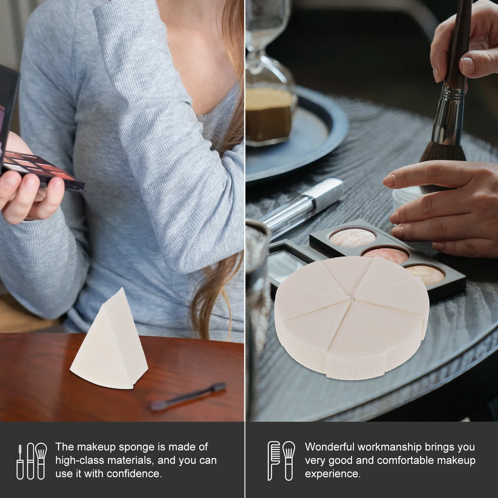 Éponge de maquillage à cale en Latex, 2 ensembles, pour mélange de fond de teint liquide, Triangle, outils bouffants de beauté, Application humide et sèche, cosmétiques pour femmes