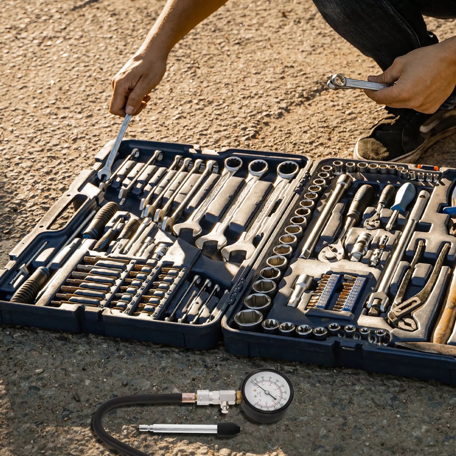 

1Set Cylinder Pressure Gauge Kit Lightweight Engine Compression Tester Automotive Engine Repair and Performance Testing