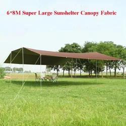 Without Poles!6*8m Large Canopy Waterproof Oxford Silver Coated Outdoor Camping Awning Sunshelter Tarp More Hanging Points