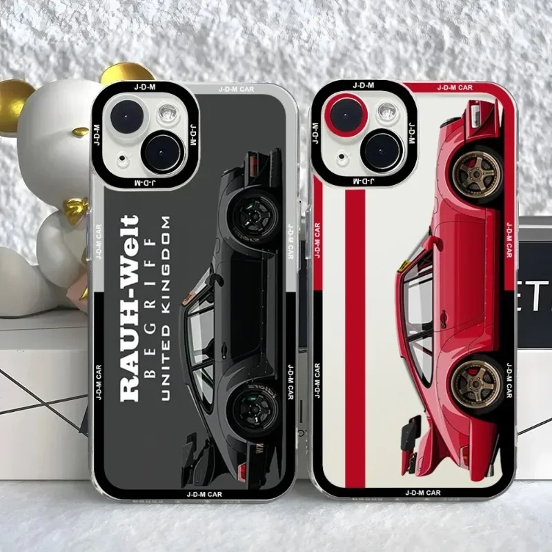 Miniso Japan Sports Car Jdm Drift RWB 911 964 933 Phone Case For IPhone 16 15 14 13 12 11 Pro Max Plus Mini XS X XR