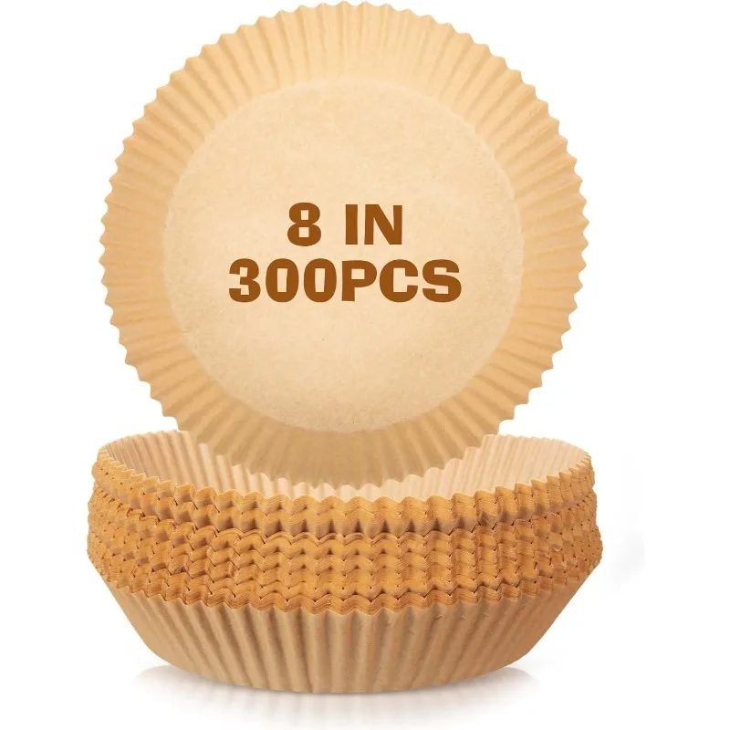 

300 Pcs Air Fryer Disposable Paper Liner, Non-stick Air Fryer Liners, Round Parchment Paper for Cooking Baking Oil Proof