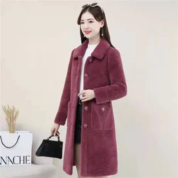 Long Imitation Mink Velvet Fur Coat Women's New Thick Woolen Coat Temperament Female 2022New Women Winter Warm Faux Fur Coat