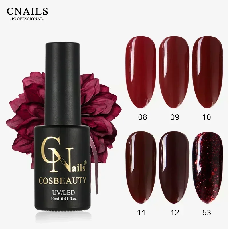 Nail Gel Polish Wine Red Color Base Coat Glitter Soak Off Varnish Lacquer UV LED Nail Gel 10ML Semi Permanent Nail Art Dark Red