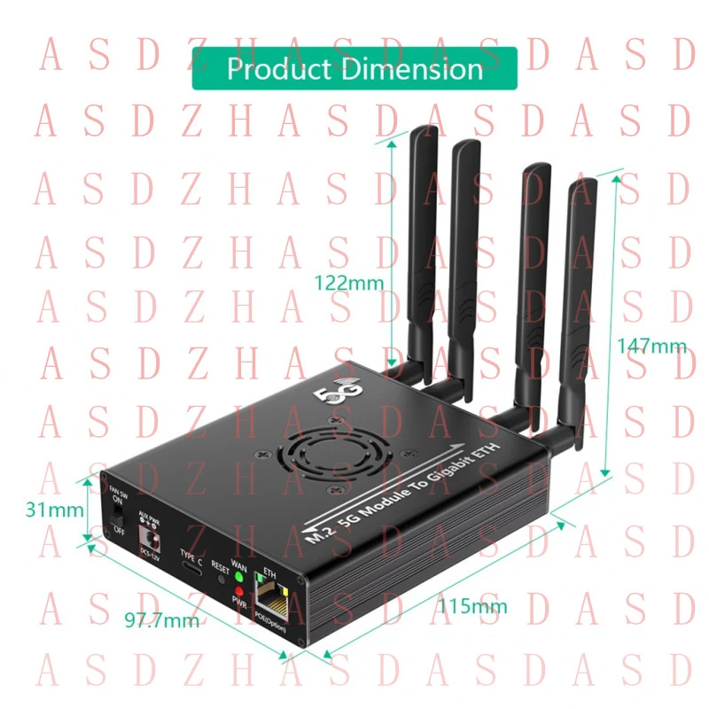 Z  for M.2 NGFF B-key 4G/5G Module to Type C Adapter with RJ45 Port Dual SIM Card