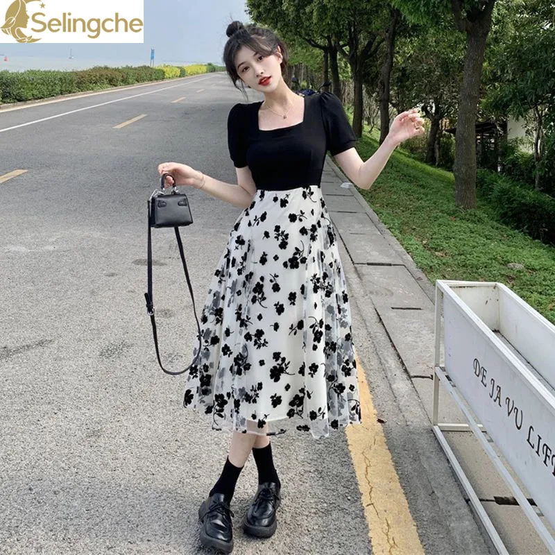 French Printed Dress New Summer Design Dopamine Gentle Waist Reduction Slimming Temperament Age Reducing Short Skirt