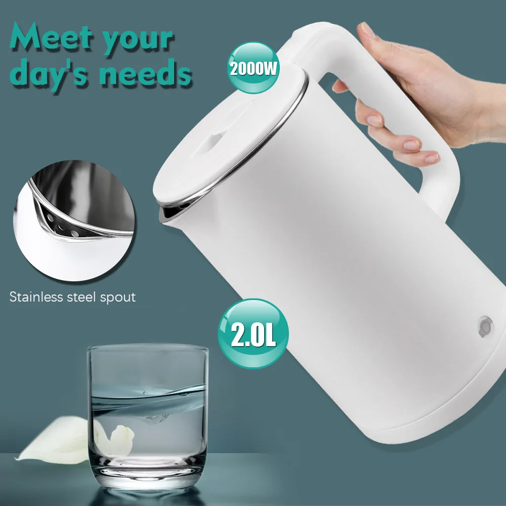 Household Electric Kettle stainless steel 2L Fast Heat Kettle 2000W Automatic Power-off Boil dry Protection Fast Boil Tea Kettle
