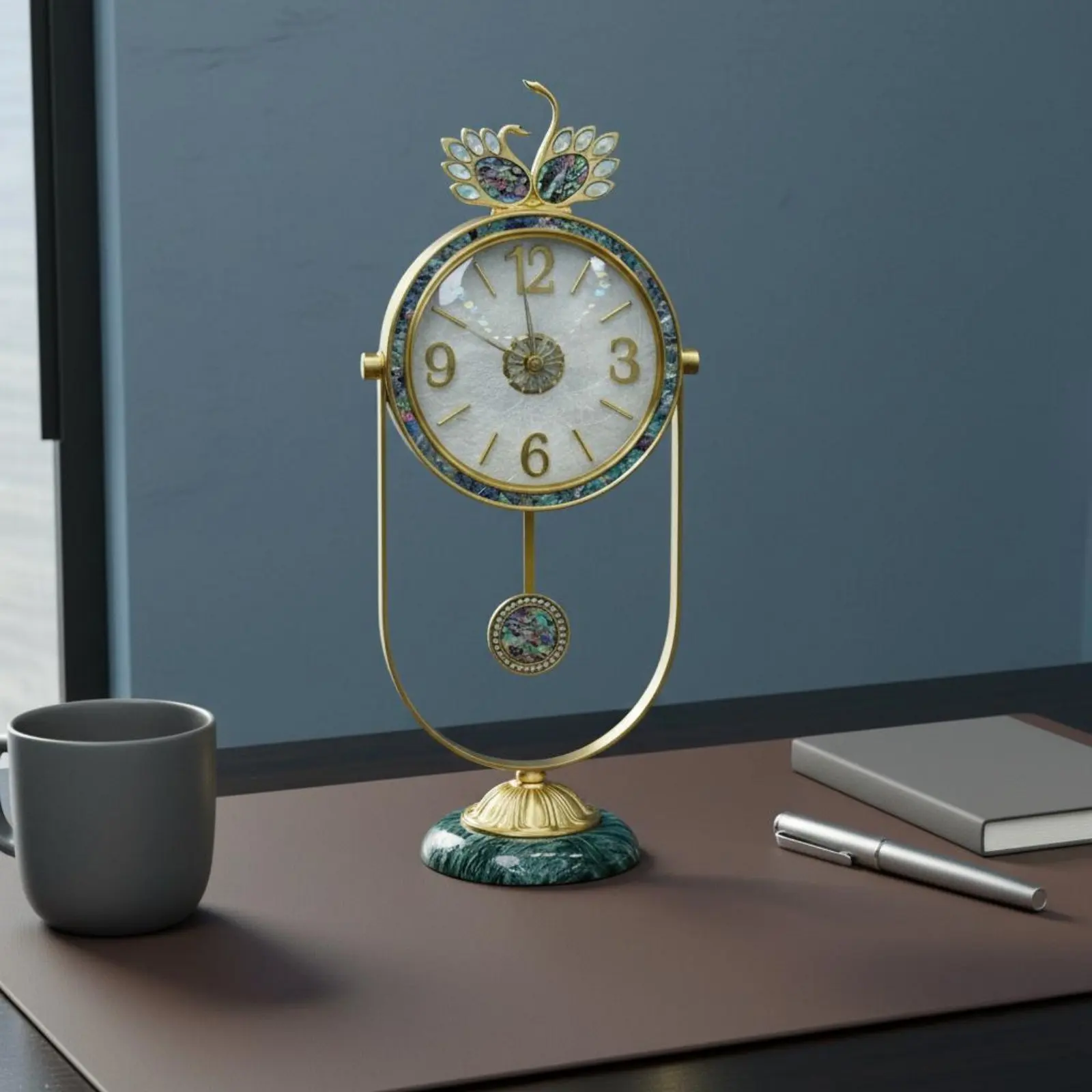 Ornamental Desktop Timepiece Accurate Timekeeping Decorative Mantel Timepiece Home Decor Easy to Set up Noiseless Movement