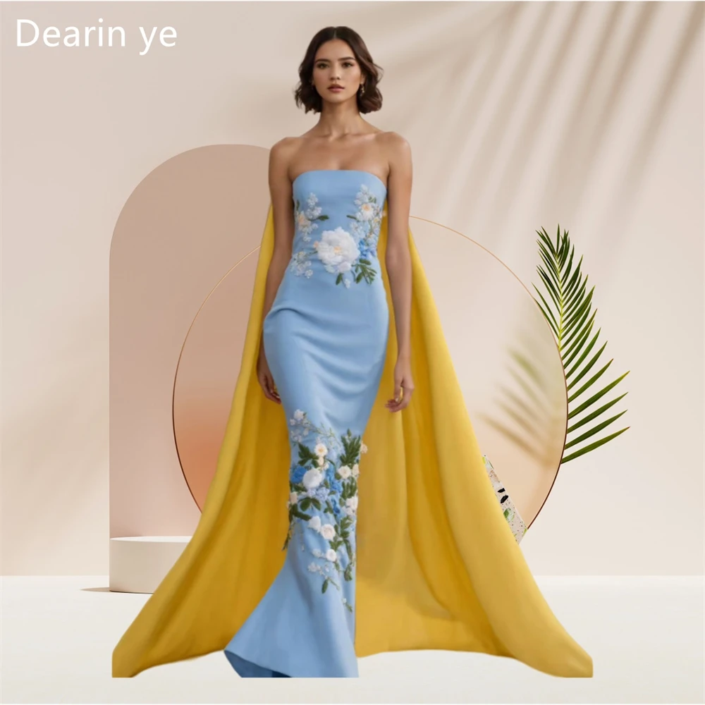 

Customized Saudi Arabia Prom Gown Dearin Strapless Sheath Floor Length Skirts Embroidery Bespoke Occasion Dresses Evening Formal