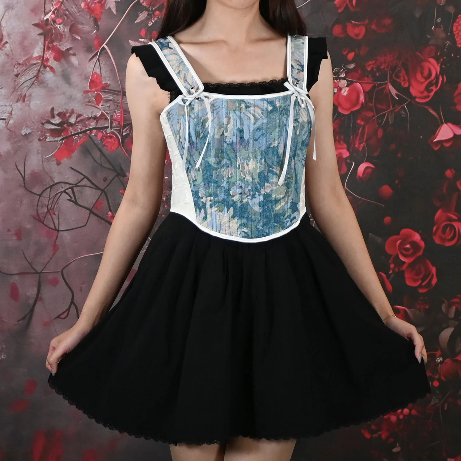 

Винтажный укороченный корсет с принтом масляной живописи на костях и регулируемыми бретелями, завязка на талии, утягивающая верхняя одежда, камзол
