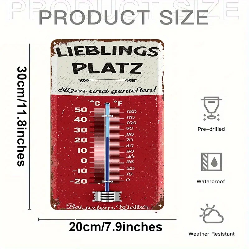 2D Flat, Vintage Germany Thermometer Wall Art Measuring  This Humorous Farmhouse Decoration Is Suitable for Both Indoor And