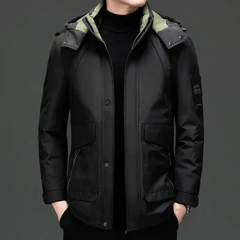 Doudoune coupe-vent et imperméable pour homme, manteau chaud Jack, poignées épaisses, doublure amovible, hiver, nouveau, 2025