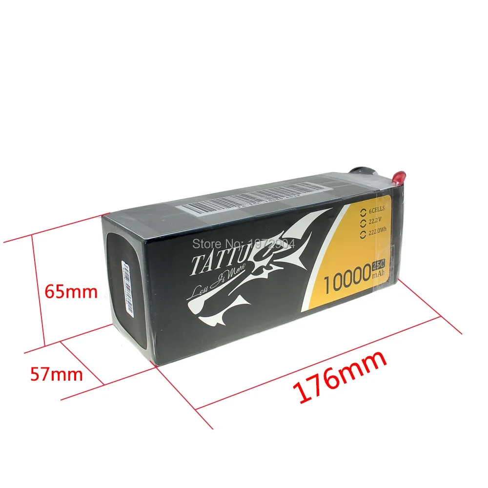 TATTU 6S Lipo Battery 10000mAh 22.2V 25C with XT90 Plug for RC Drone