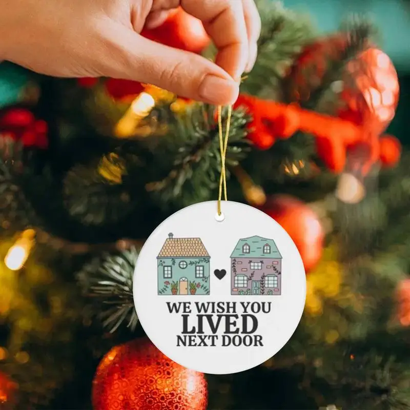 House Neighbor Pattern Round Pendants Round Acrylic Christmas Ornament Merry Christmas Tree Decorations Sign For Winter Festival