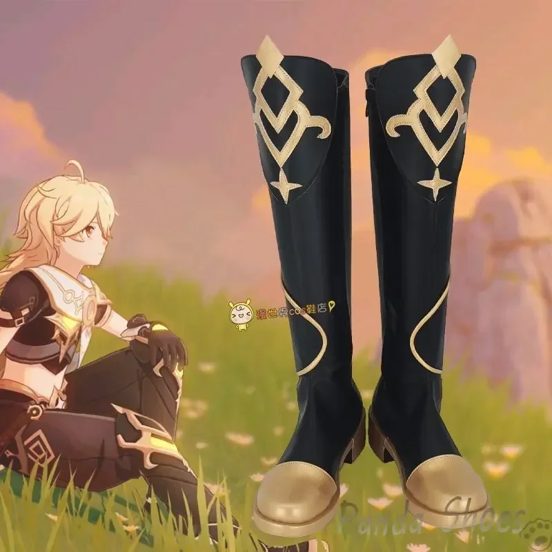 

Игра Genshinimpact Traveler Aether Обувь для косплея Комикс Аниме Cos Длинные сапоги Косплей Костюм Опора Обувь для Con Halloween Party