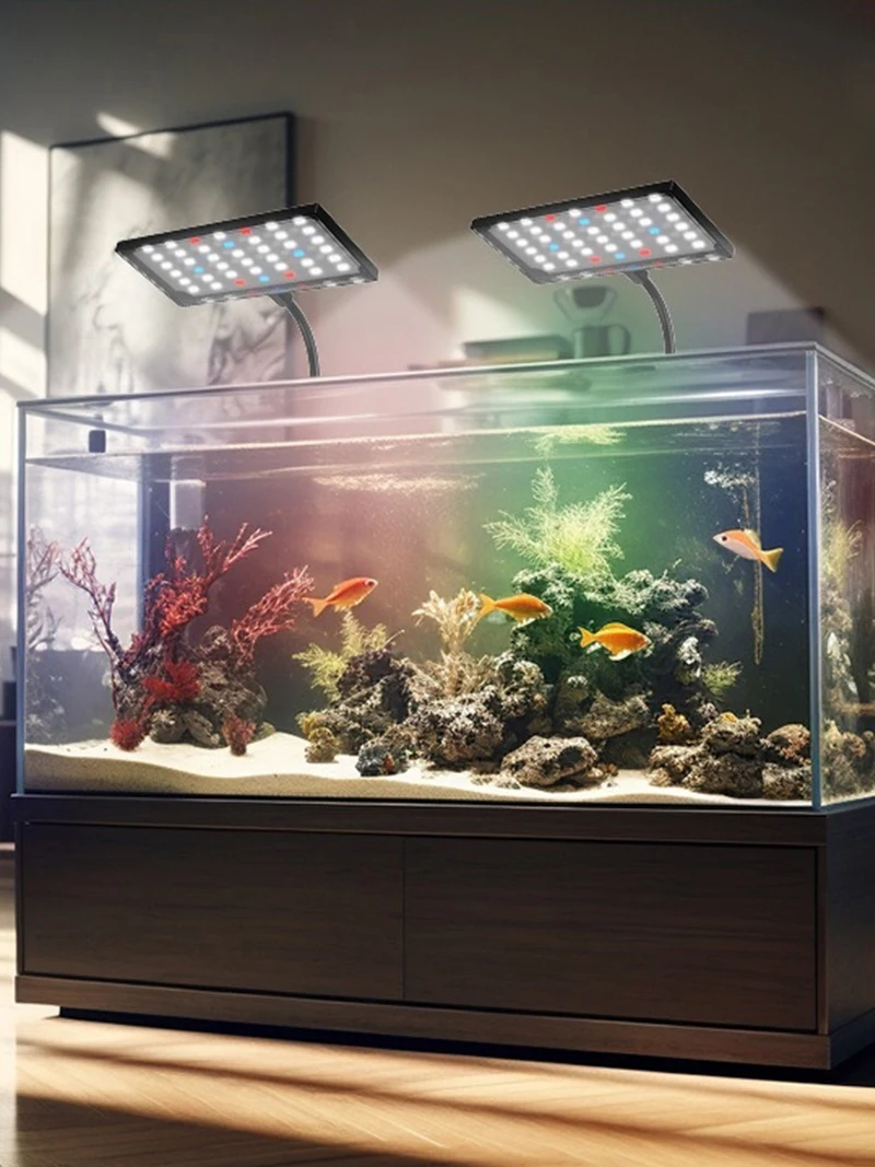 USB Aquarium LED-Licht Vollspektrum Aquatische Pflanzenwachstumslampe Fischbecken Einstellbare Helligkeit Dimmbar Zeitgesteuert 360° ° Drehbare Leuchte – Detail 14