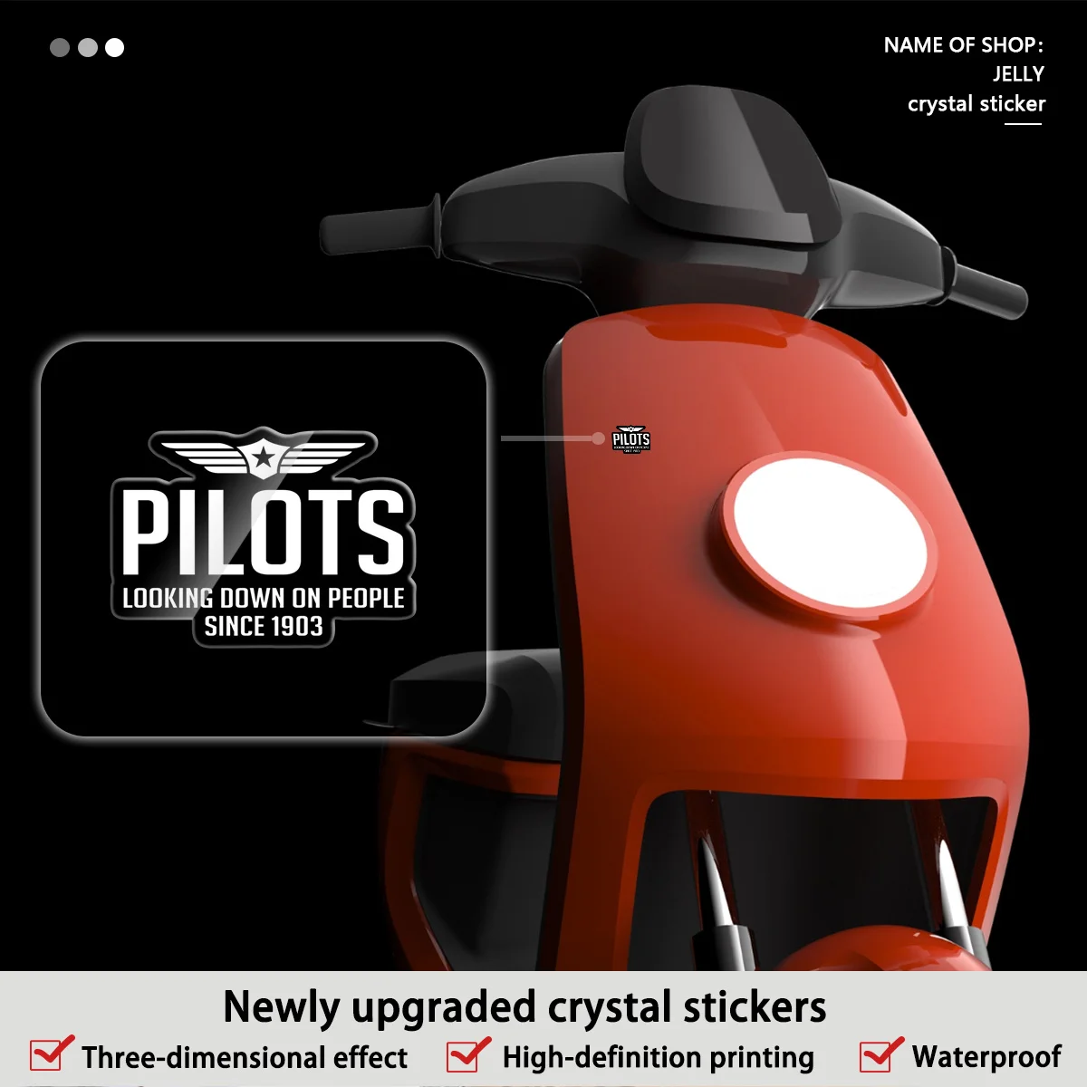 

4Pcs/1 set, since 1903, pilots look down on humans - pilot stickers - crystal logo motorcycle decals, bumper stickers, car
