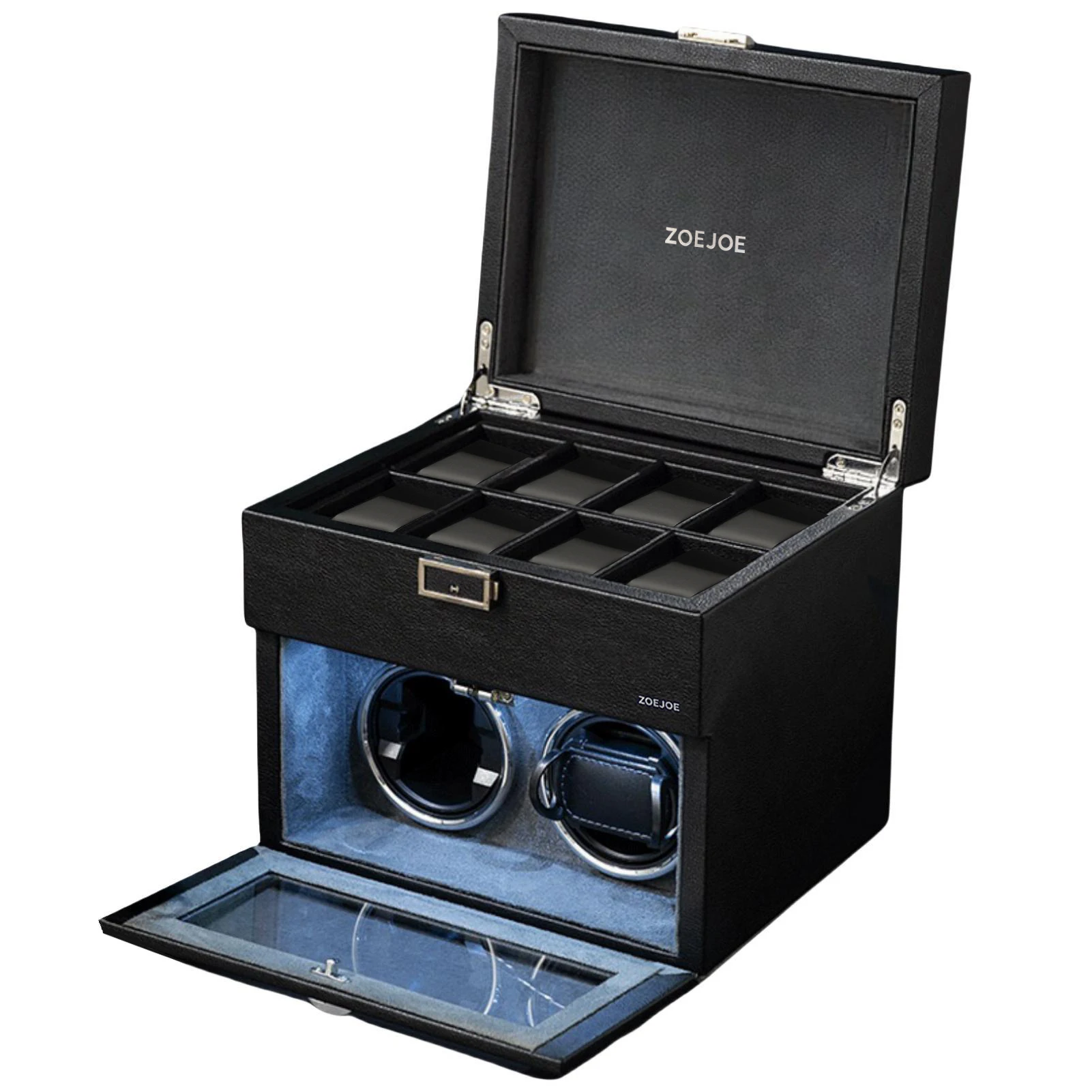 Remontoir de montre automatique avec boîte d'affichage de montre, moteur silencieux, 4 Modes d'alimentation par câble USB, lumière d'ambiance LED, remontoir de montre pour amis