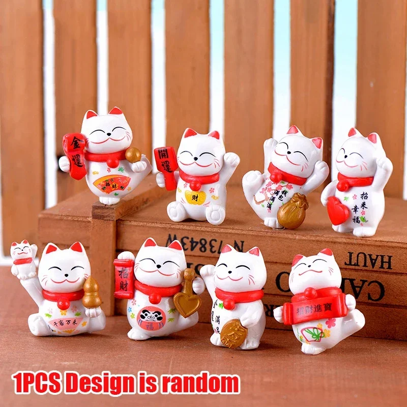 1PC PVC  Lovely Cute Cartoon Lucky Cat Decoration Cake Decoration Home Decoration Sculpture Statue Decor Car Ornament Home Decor