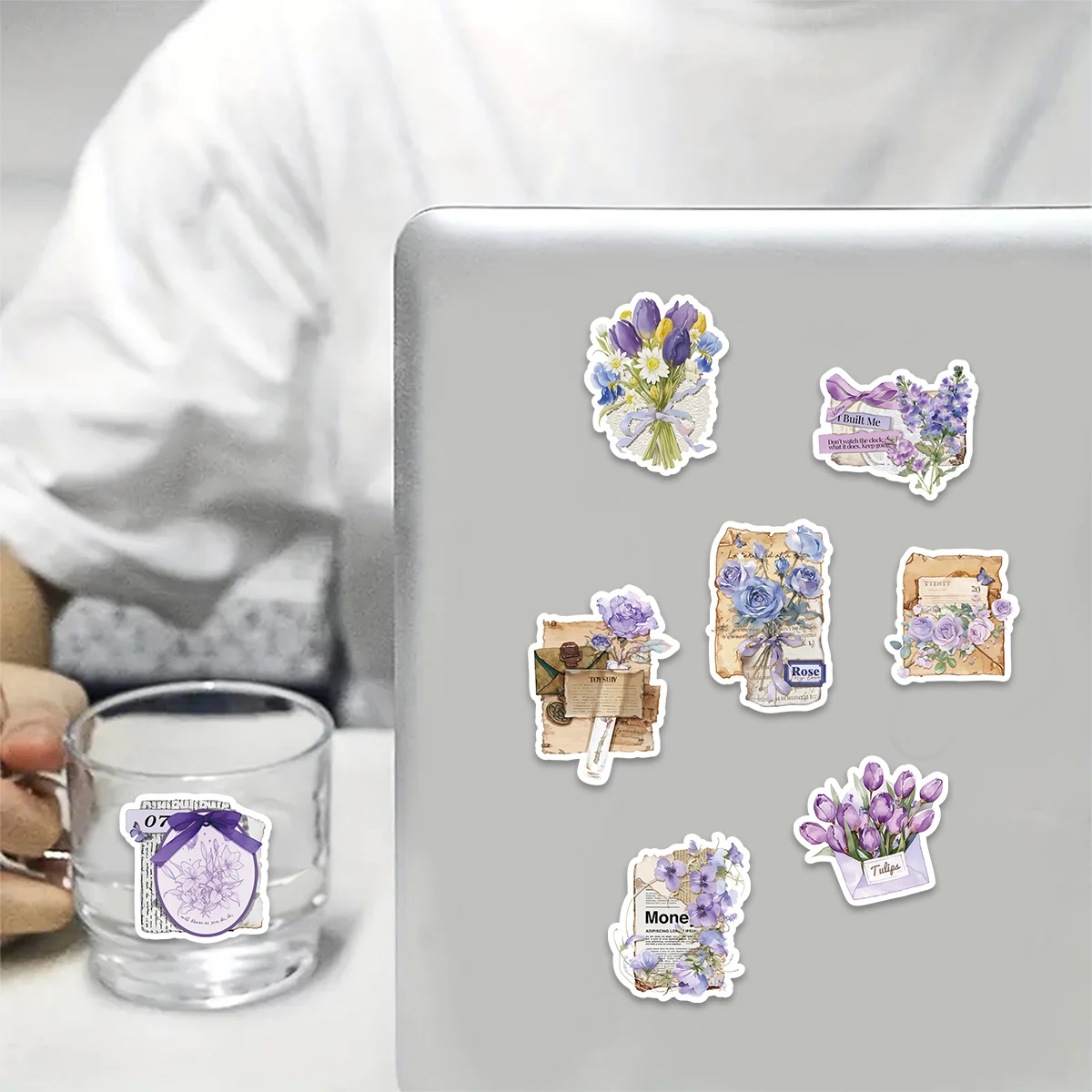 32 قطعة من ملصقات عزر عتيقة لحديقة الخزامى لأجهزة الكمبيوتر المحمولة وزجاجات المياه وحقائب السفر وسجلات القصاصات المصنوعة يدويًا وملصقات الأطفال