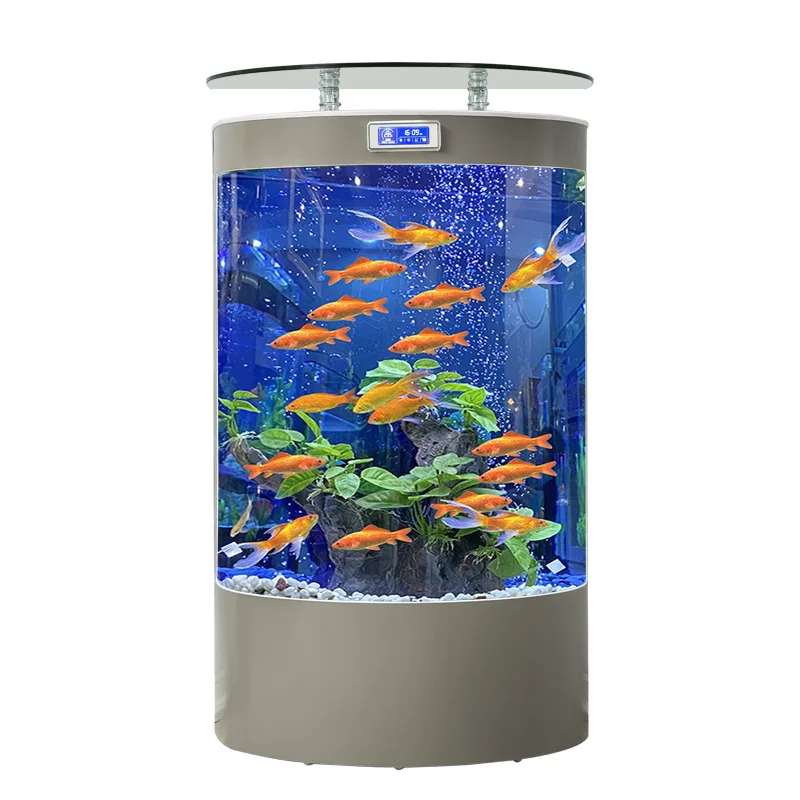 

Semi-circular ecological goldfish tank living room household medium and large European floor-to-ceiling lazy water-free aquarium