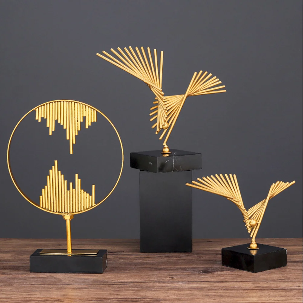 

1Pcs Iron Art Ornament Abstract Landscape Design Sturdy Base Metal Desktop Ornament Home Office Bookshelf Decoration Modern