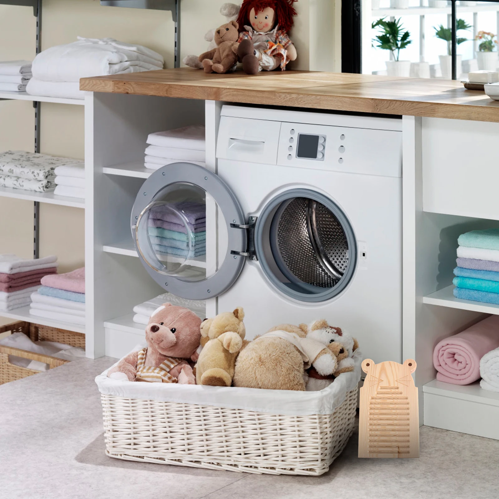 

Mini Size Wooden Washboard for Clothes Washing Home Laundry Board Durable Easy Clean Natural Wood Non Slip Design Household Use
