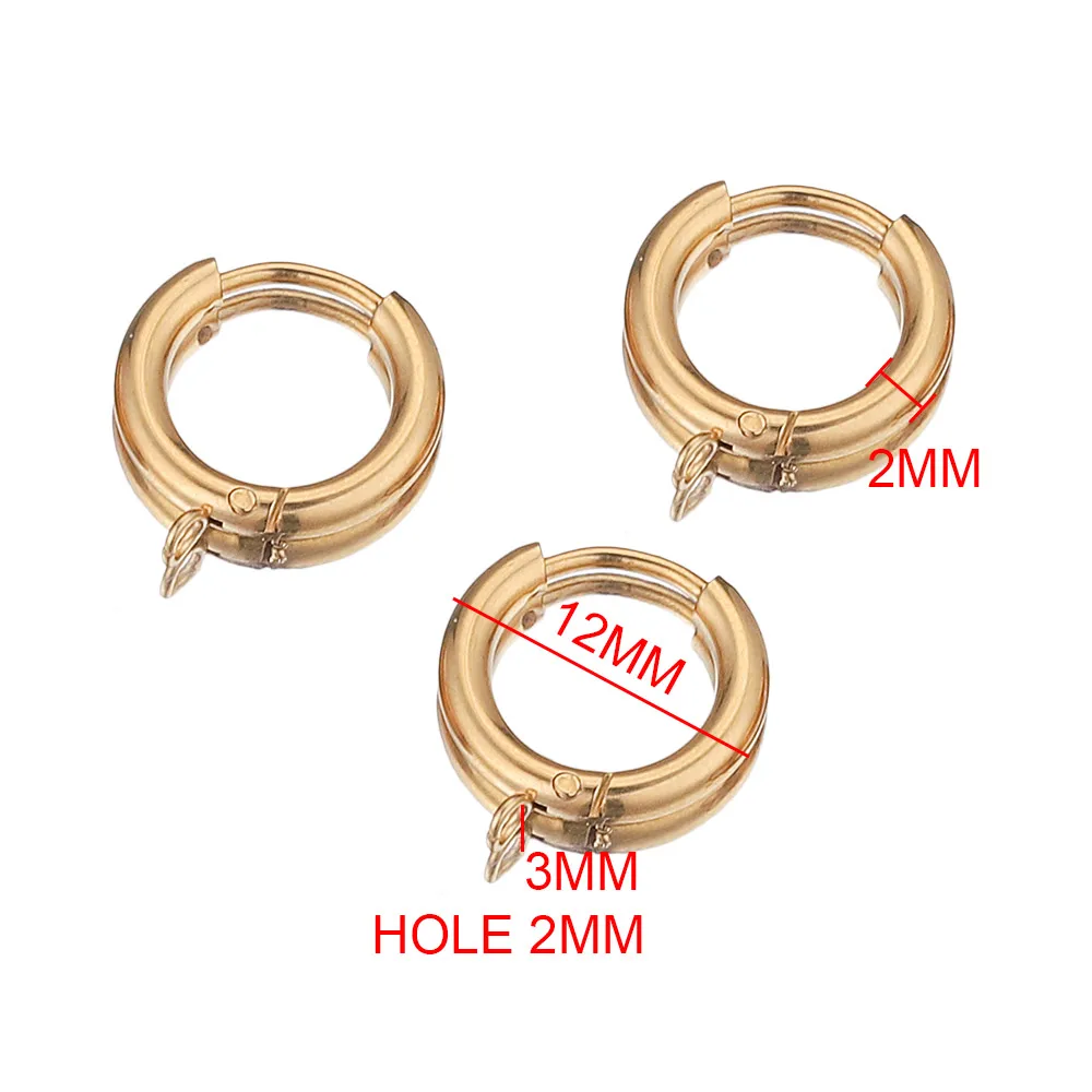 10pcs Stainless Steel Gold Earring Hooks earrings making with Loop Round Ear Post with Open Jump Ring for DIY Jewelry Components