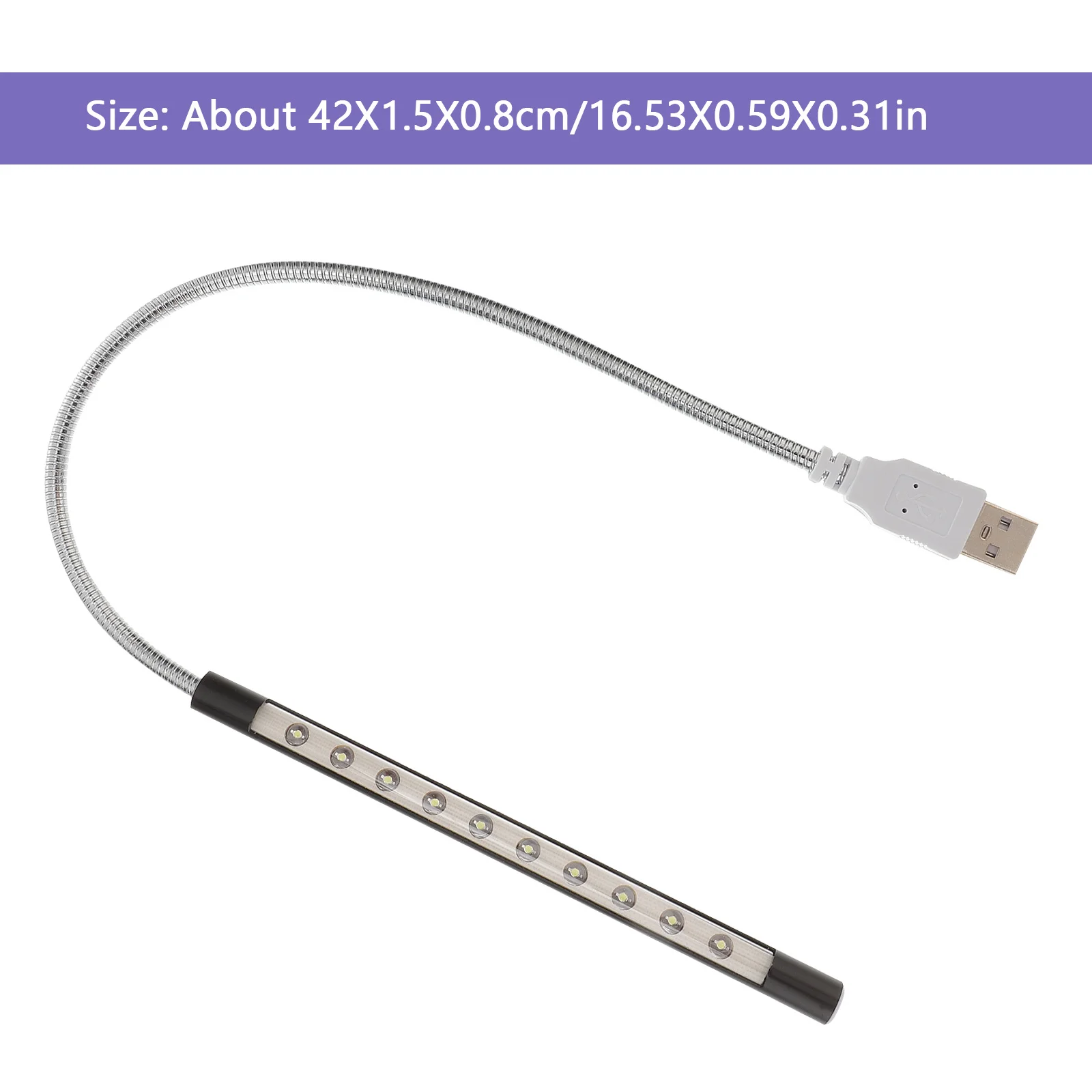 2pcs Usb Lamp 10-Led Flexible Neck Portable Night Light For Computer Keyboard Desktop Reading Office Study Super Bright White