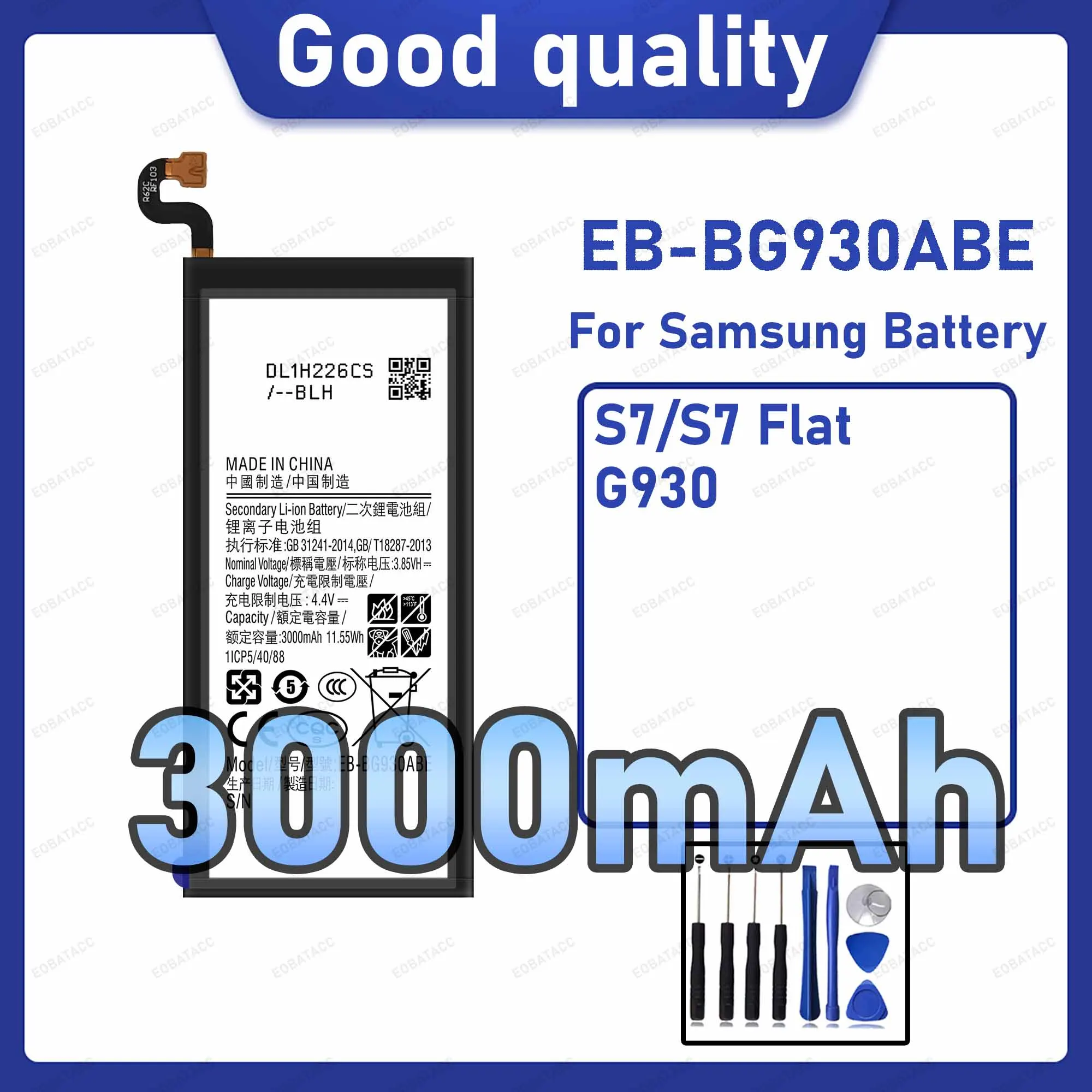 3000mAh EB-BG930ABE Replacement Battery for Samsung Galaxy S7/S7 Flat with Repair Tools Kit