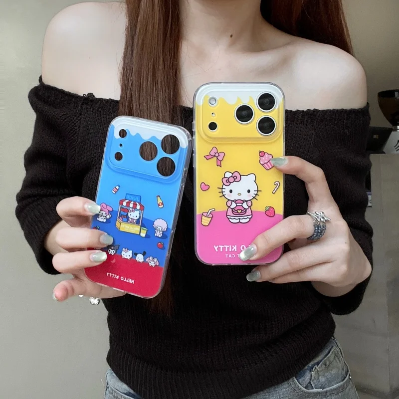 

Cute drink ice cream Cinnamoroll my melody Hello Kitty Phone Case For iPhone 13 14 15 16 17 Pro Max strawberry cake KT Cover﻿﻿﻿﻿