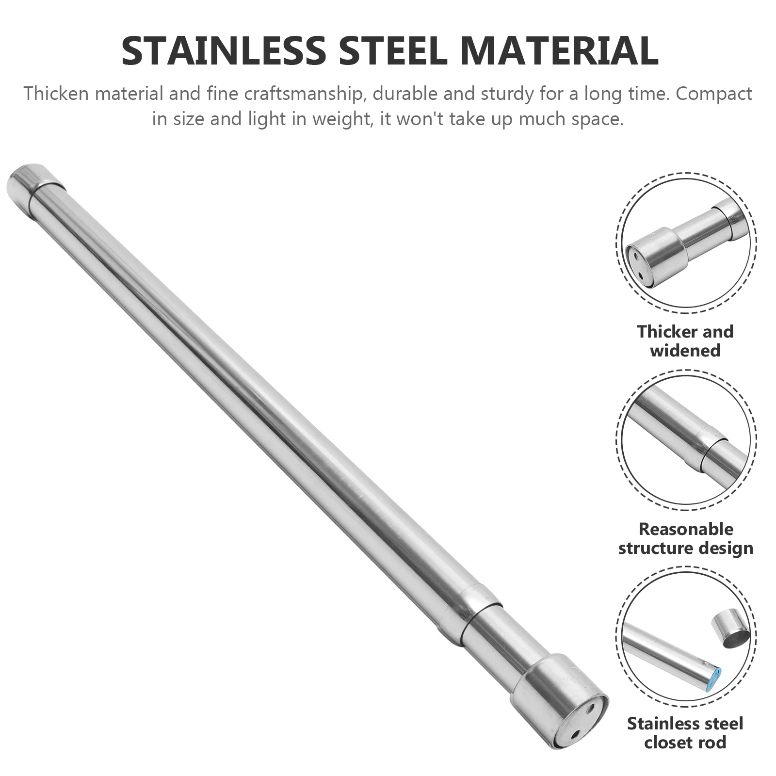 

Stainless Steel Adjustable Closet Rod Heavy Duty Clothes Rail For Wardrobe Cabinet Space Saver Multi Hanging Bar Thicken Pole