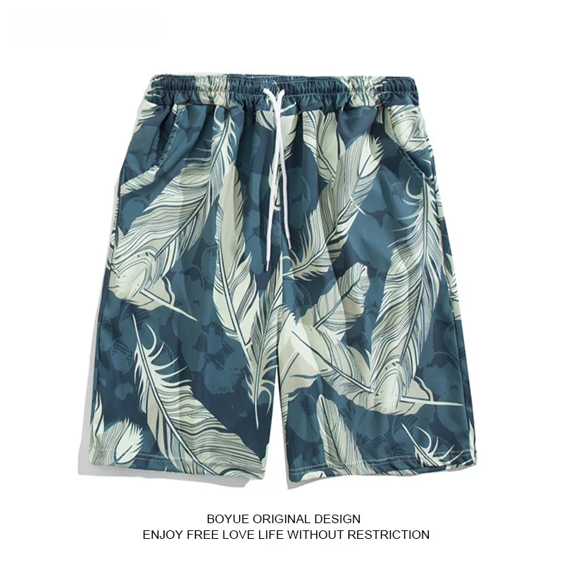 

Boyue Summer Wide Leg Casual Holiday Beach orts Men's Loose Trendy Brand Ins Student Swimsuit Five-Quarter Length Straight Leg