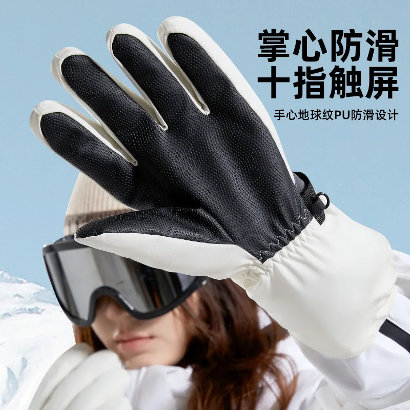 High quality winter ski gloves for men and women waterproof hand warmer new 2024 cycling outdoor gloves white black blue