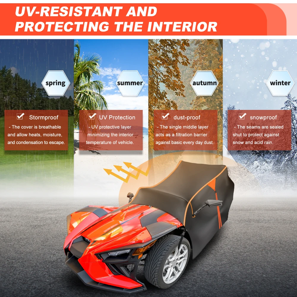 420D Half Cockpit Windshield Cover for Polaris for Slingshot S SL SLR R Waterproof Windproof Half Cover With Reflective Strips view 6