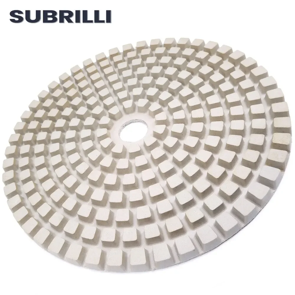 SUBRILLI 10 "بوصة الراتنج السندات عجلة تلميع الماس الأبيض لوحة تلميع الرطب D250mm حجر الجرانيت الرخام الخرسانة برتقالي القرص