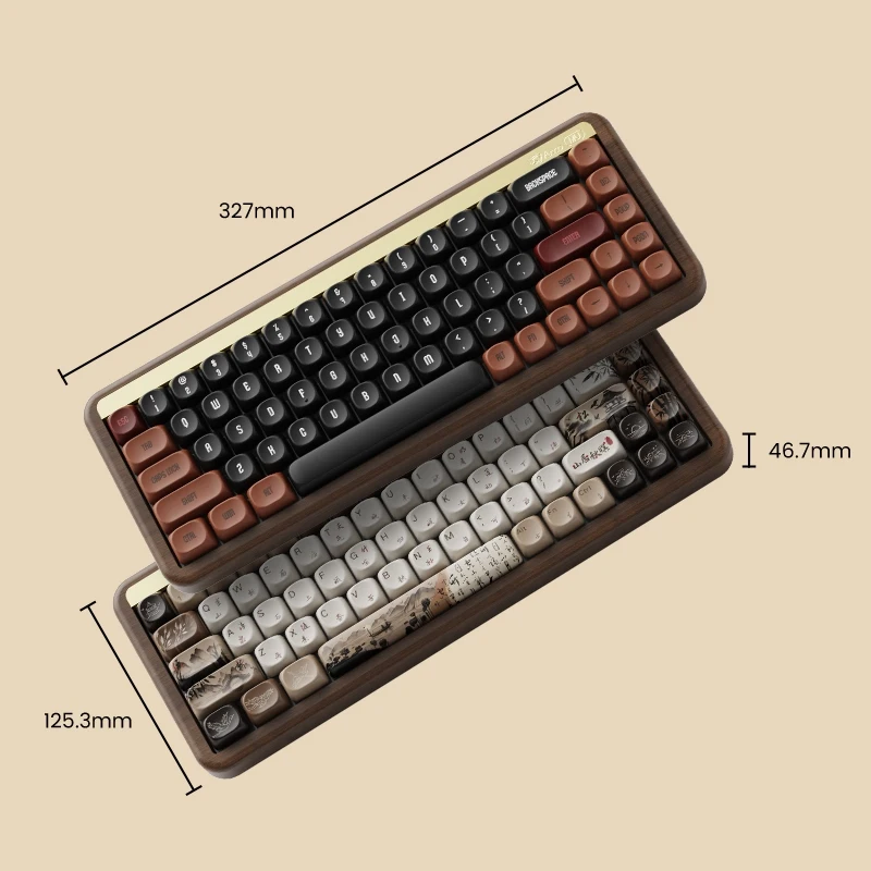 Akko MU01  Wooden Mechanical Keyboard MOA Profile RGB Hot-swappable BT 5.0/2.4G Wireless & Type-C Wired Gaming Keyboard