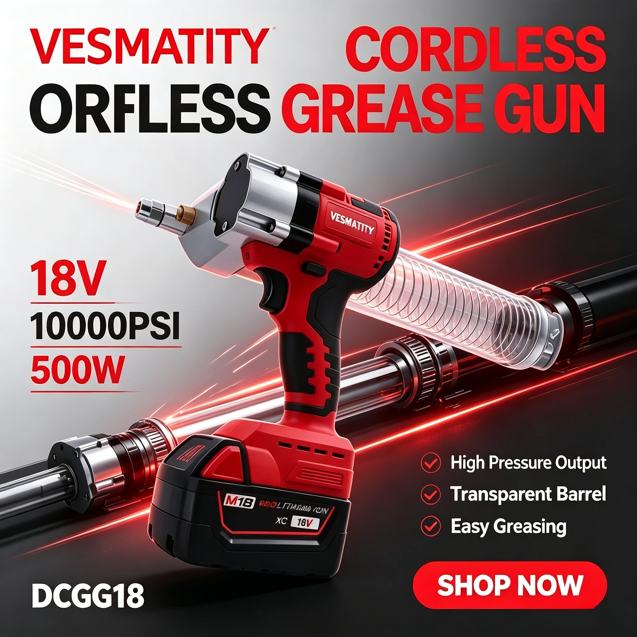 Electric Grease Gun  High Pressure Lubricating Oil Injector Machine Grease Guns Fit Milwaukee  18v 20v Battery