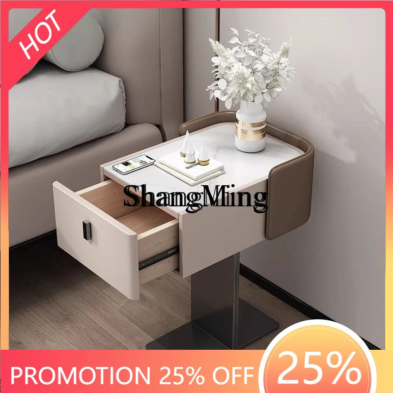 

SM storage slate ultra-narrow bedroom modern small simple solid wood light luxury household bedside cabinet